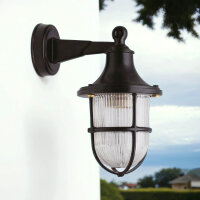Au&szlig;enleuchte Wand Messing Glas E27 IP64 27 cm hoch...