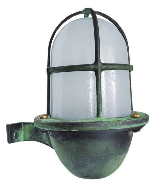 Lampe dextérieur mur laiton verre H : 18 cm IP64 E27 vert antique