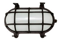 Lampe de cave ovale laiton verre L : 24 cm IP64 E27 noir...