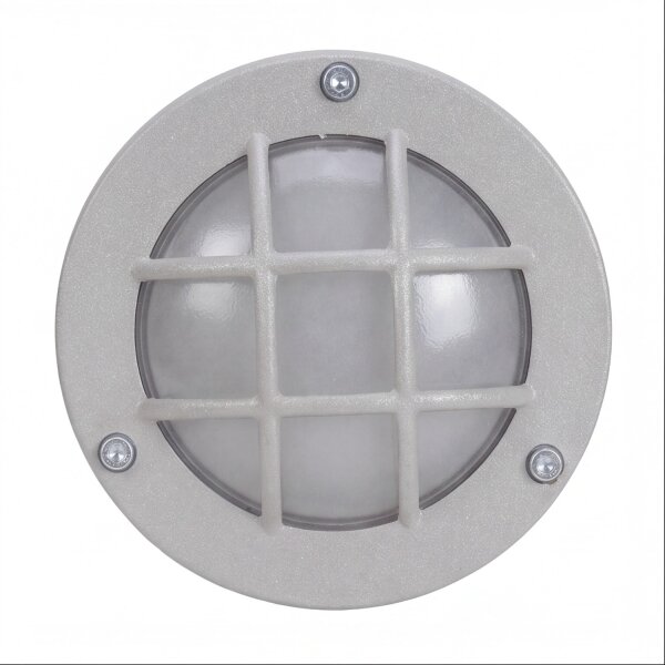 Kellerlampe rund Ø 14 cm Messing Glas in Grau G9 IP64