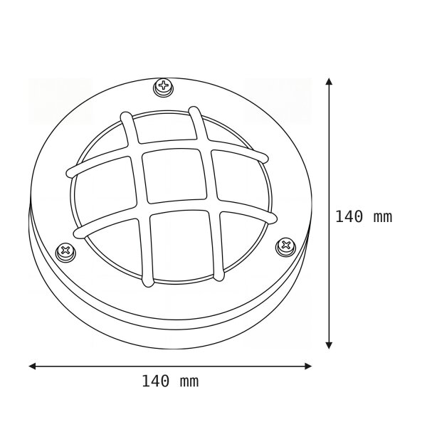 Kellerlampe rund Ø 14 cm Messing Glas in Grau G9 IP64