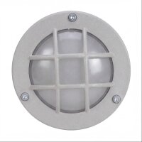 Kellerlampe rund Ø 14 cm Messing Glas in Grau G9 IP64
