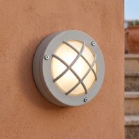 Wandlampe au&szlig;en Grau Echt-Messing rund D: 14 cm IP64