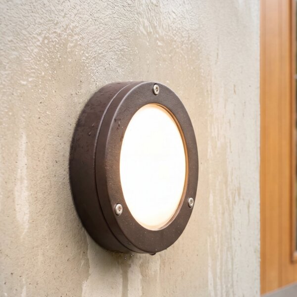 Wandlampe außen Maritim Messing G9 Ø 14 cm IP64 Schwarz