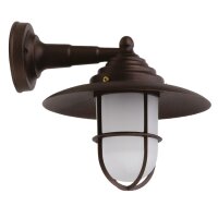 Au&szlig;enwandlampe Echt-Messing Glas B: 26 cm IP43 E27 Maritim