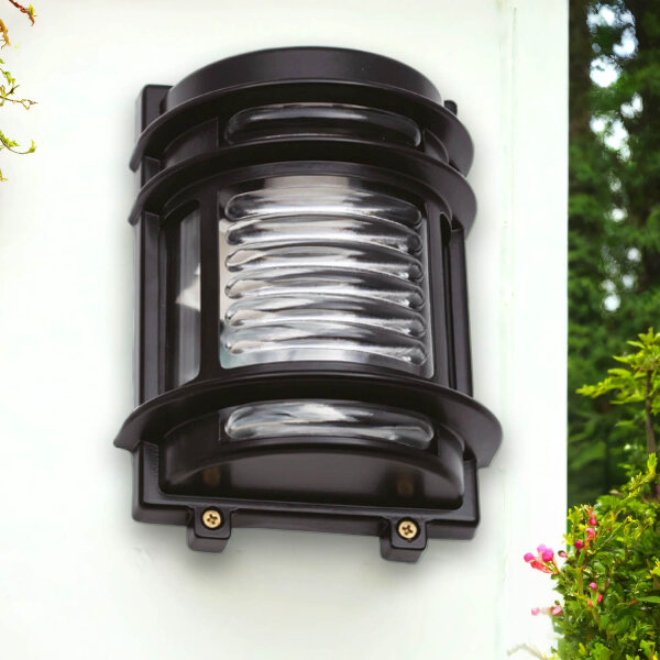 Außenleuchte Wand Messing Glas H: 22 cm IP64 Schwarz