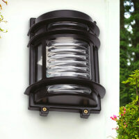 Au&szlig;enleuchte Wand Messing Glas H: 22 cm IP64 Schwarz
