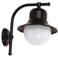 Au&szlig;enlampe Wand Echt-Messing Glas H: 30 cm IP23 Schwarz