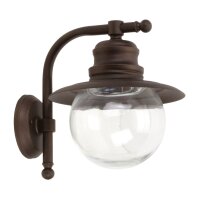 Au&szlig;enwandleuchte Messing Glas E27 H: 30 cm Rostbraun Antik