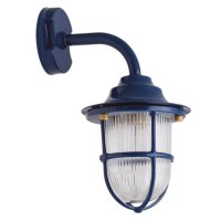 Maritime Wandleuchte au&szlig;en Messing Glas H: 31 cm IP64 Blau