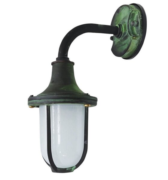 Applique dextérieur laiton verre E27 IP64 H : 30 cm vert antique