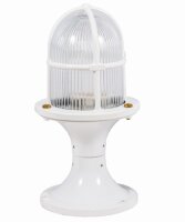 Sockelleuchte Messing Glas E27 IP54 28 cm Wei&szlig; Maritim