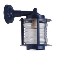 Wandleuchte au&szlig;en Glas Messing E27 IP23 Blau Maritim