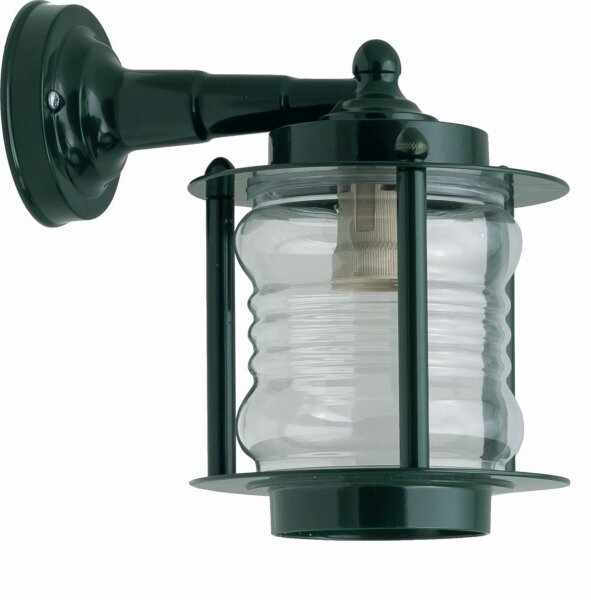Wandlampe außen Messing massiv Glas H: 24 cm IP23 Grün