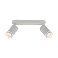 Plafonnier blanc métal 43,5cm orientable 2 flammes...
