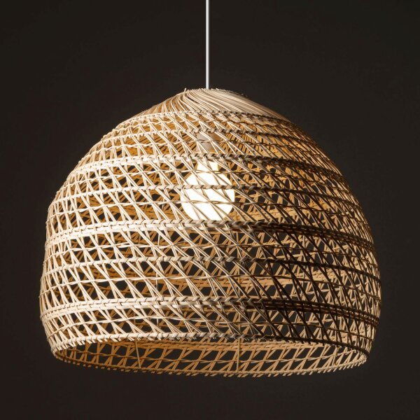 Suspension ronde en rotin naturel E27 Ø60 cm Moderne
