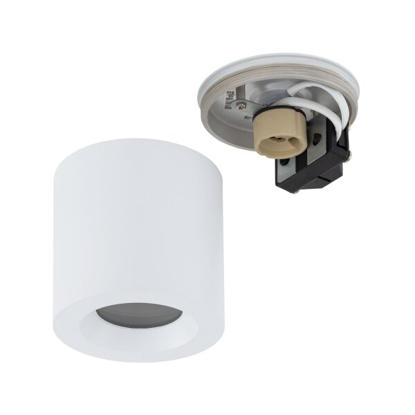 Weißer Aufbauspot Aluminium akzentuiert IP44 Ø8,5 cm