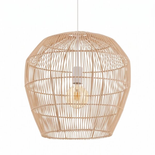 Lampe à suspendre en bambou naturel E27 L:43 cm réglable en hauteur