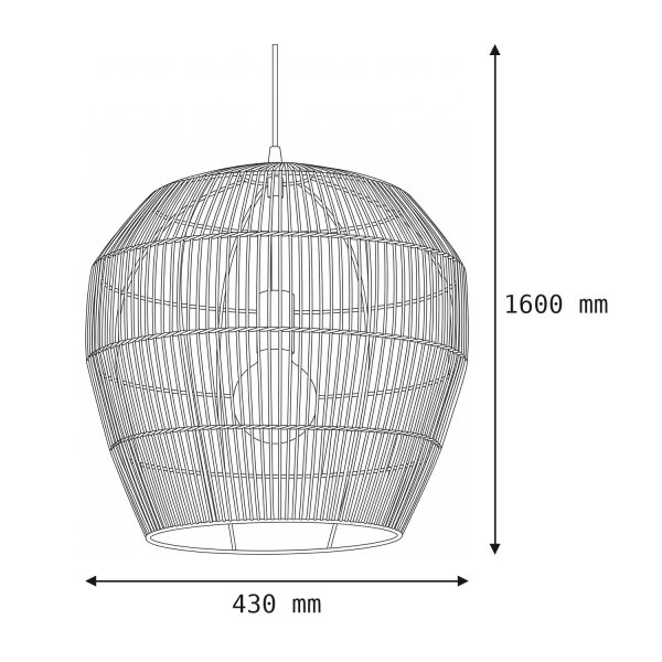 Lampe à suspendre en bambou naturel E27 L:43 cm réglable en hauteur