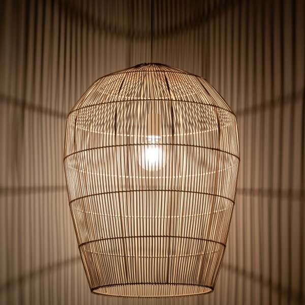 Suspension E27 bambou bois naturel Ø53,5 cm réglable