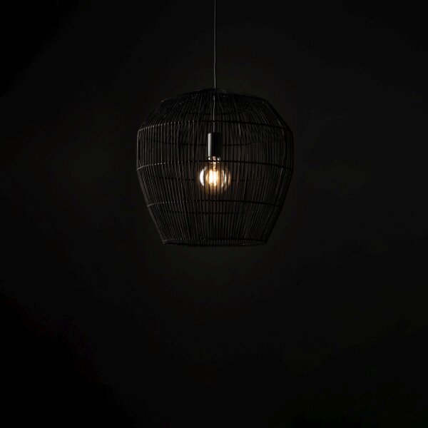 Lampe à suspendre E27 bambou noir Ø43 cm ajustable