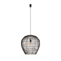 Lampe &agrave; suspendre noire E27 bambou confortable...