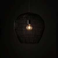 Lampe à suspendre noire E27 bambou confortable...