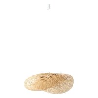 H&ouml;henverstellbare Pendelleuchte Bambus Holz E27 L:80 cm