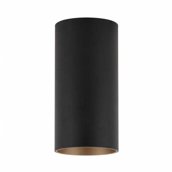 Deckenspot Stahl Schwarz Gold GU10 5,5 cm rund Zylinder