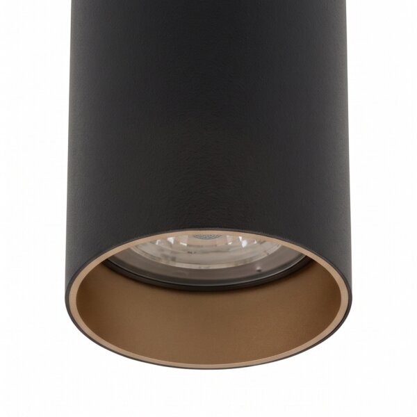 Deckenspot Stahl Schwarz Gold GU10 5,5 cm rund Zylinder