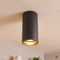 Spot de plafond acier noir or GU10 5,5 cm rond cylindre