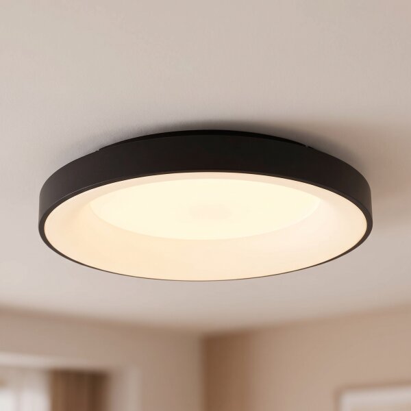 Runde LED Deckenlampe Schwarz 4000 K wohnlich blendarm
