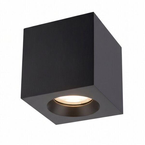 Petit spot de plafond aluminium verre IP44 L:8,5 cm noir