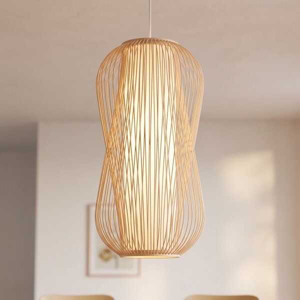 Dekorative Hängelampe Bambus Ø30 cm in Naturholz Modern