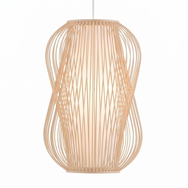 Lampe à suspendre décorative en bambou E27 Ø26 cm en bois naturel
