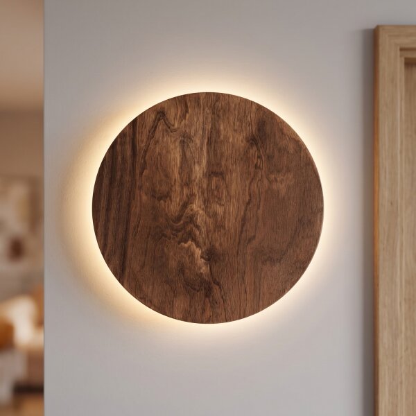 Applique LED bois foncé Ø25 cm 3000 K 130 lm indirecte