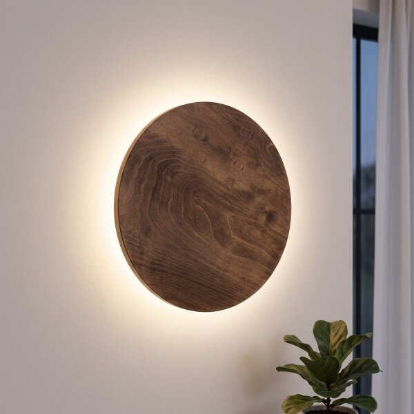 LED Wandlampe indirekt Holz warmweiß 13 W B:35 cm rund