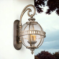Vintage Wandlampe außen Aluminium Glas H: 48,9 cm...