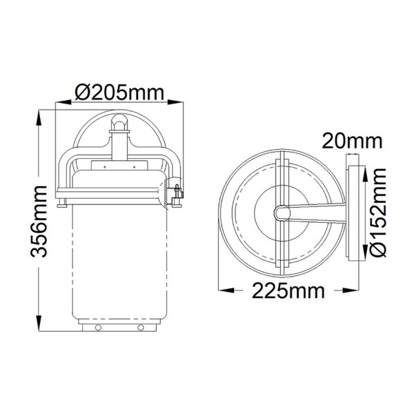 Außenleuchte Wand Glas Aluminium E27 IP44 35,6 cm hoch