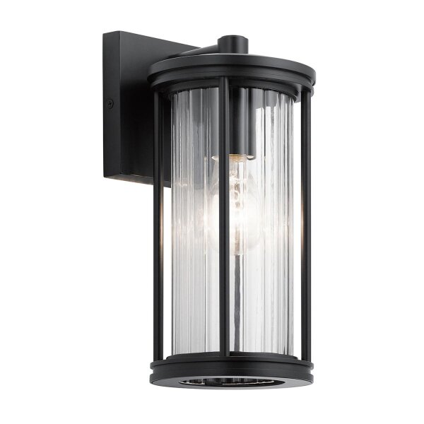 Außenlampe Wand IP44 H: 29 cm Glas Aluminium Schwarz