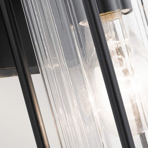 Außenlampe Wand IP44 H: 29 cm Glas Aluminium Schwarz