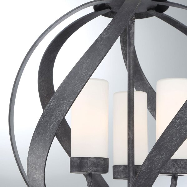 Pendelleuchte außen Metall Glas 3x E14 IP44 Ø 41 cm