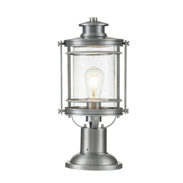 Sockelleuchte Aluminium Glas E27 IP44 46,6 cm hoch