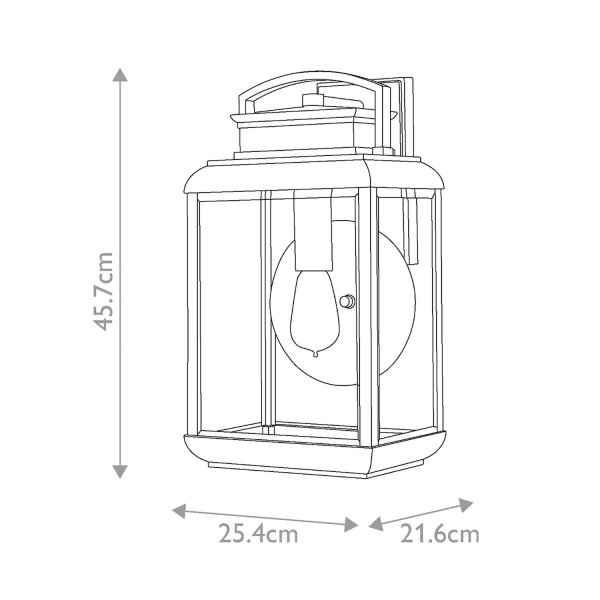 Lampe dextérieur murale E27 IP44 45,7 cm de haut verre aluminium