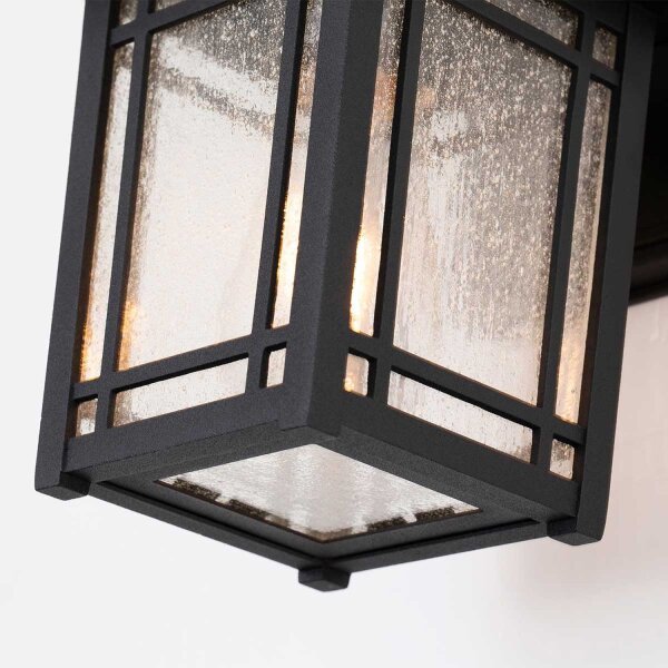 Außenleuchte Wand E27 IP44 H: 24,8 cm Aluminium Glas