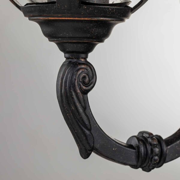 Lampe dextérieur murale IP44 H : 41,5 cm Rustique verre alu en bronze