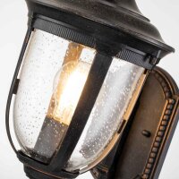 Außenlampe Wand IP44 H: 41,5 cm Rustikal Glas Alu...