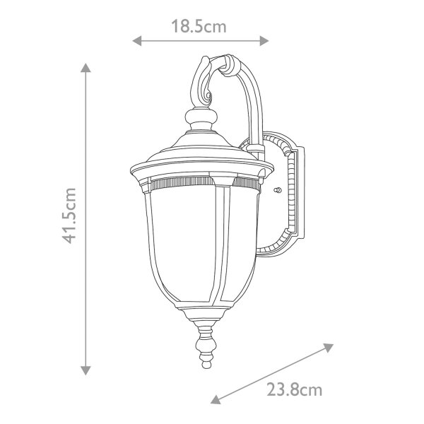 Außenwandleuchte in Bronze Glas Alu IP44 41,5 cm hoch Vintage