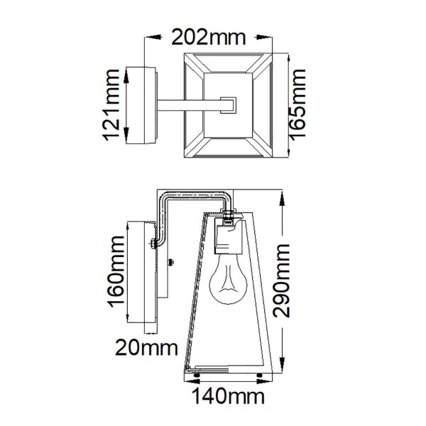Außenleuchte Wand 29 cm hoch Glas Aluminium E27 IP44