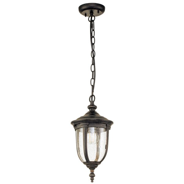 Lampe à suspendre extérieure aluminium verre IP44 L : 18,5 cm Vintage